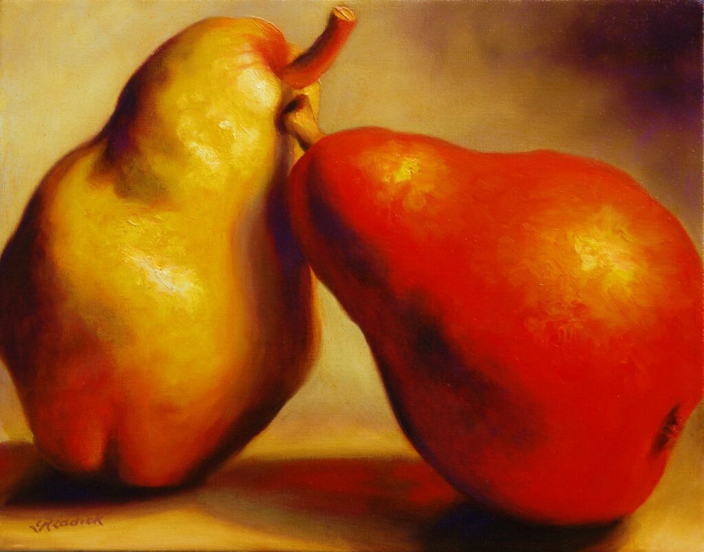 DEVOTED PEAR 11x14 oil on canvas