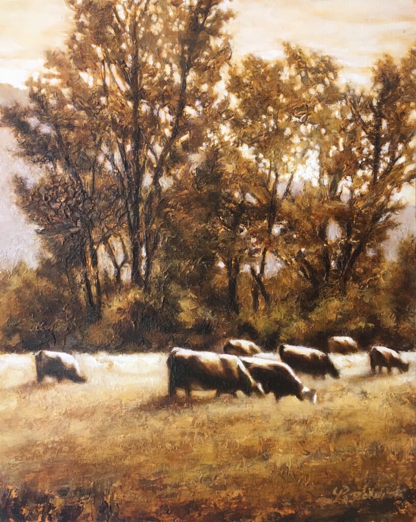 STUDY - GRAZING IN THE SUNLIGHT 8x10 oil on canvas SOLD