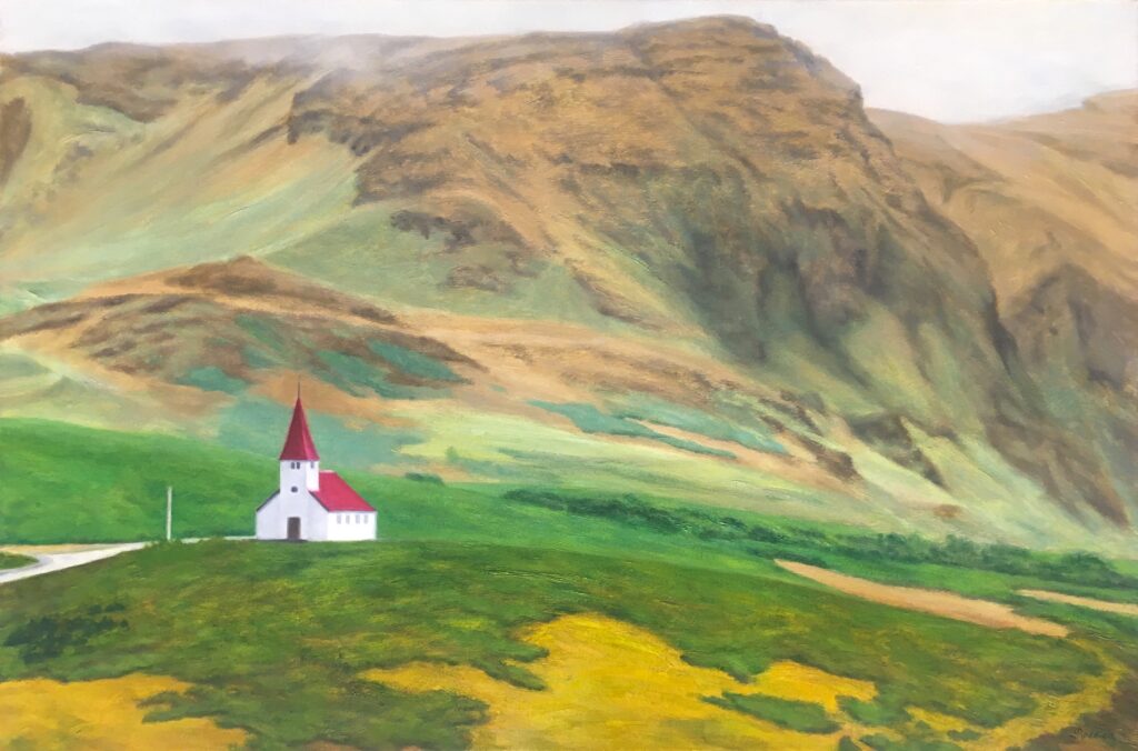 CHURCH ON THE HILL 24x36 oil on canvas SOLD