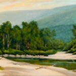 DOWN BY THE RIVER 12x28 oil on canvas